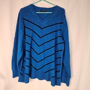 Liz Claiborne‎ V-Neck Sweater Chevron Pattern Cotton Blend 2X